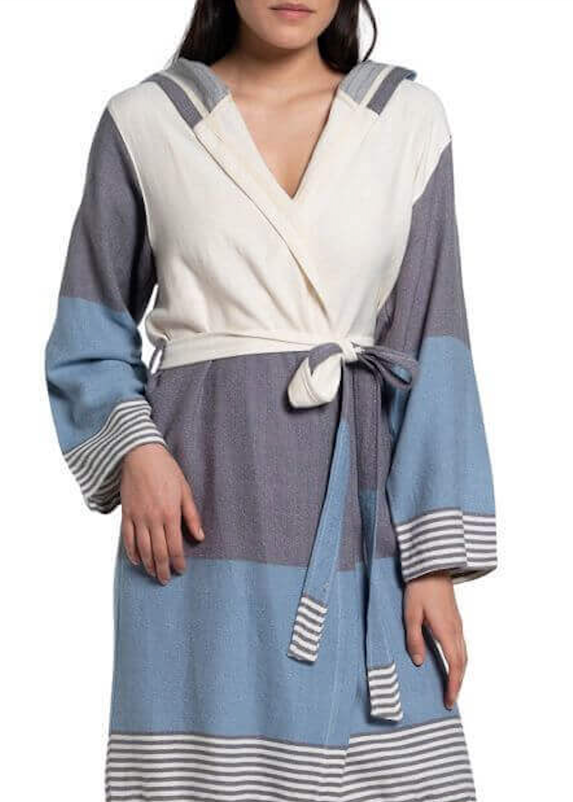 Turkish Cotton Hooded Bathrobe – Lightweight Multi-Color Robe