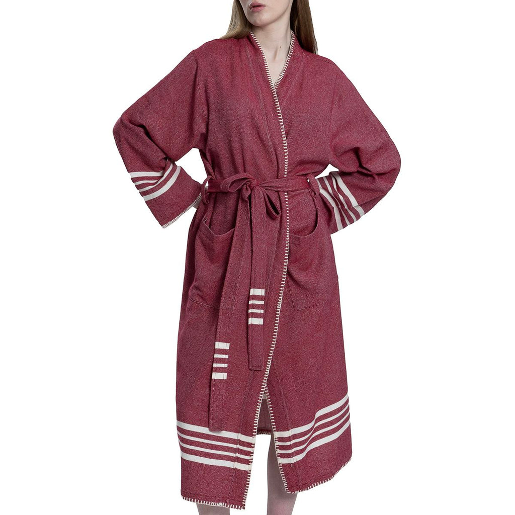 Organic Turkish Cotton Kimono Bathrobe – Lightweight Spa & Home Robe