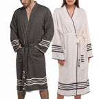 Organic Turkish Cotton Kimono Bathrobe – Lightweight Spa & Home Robe