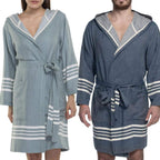 Organic Turkish Cotton Short Bathrobe with Hood – Lightweight Robe