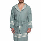 Organic Turkish Cotton Short Bathrobe with Hood – Lightweight Robe