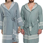 Organic Turkish Cotton Short Bathrobe with Hood – Lightweight Robe