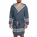 Organic Turkish Cotton Short Bathrobe with Hood – Lightweight Robe