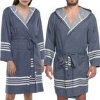 Organic Turkish Cotton Short Bathrobe with Hood – Lightweight Robe