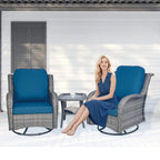 Wicker Patio Furniture Set - 3 Piece Rattan Outdoor Sectional Conversation Set