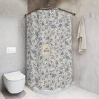 French 'Le Bain' Elegant Floral Shower Curtain | Neutral Beige Vintage Bath