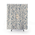 French 'Le Bain' Elegant Floral Shower Curtain | Neutral Beige Vintage Bath