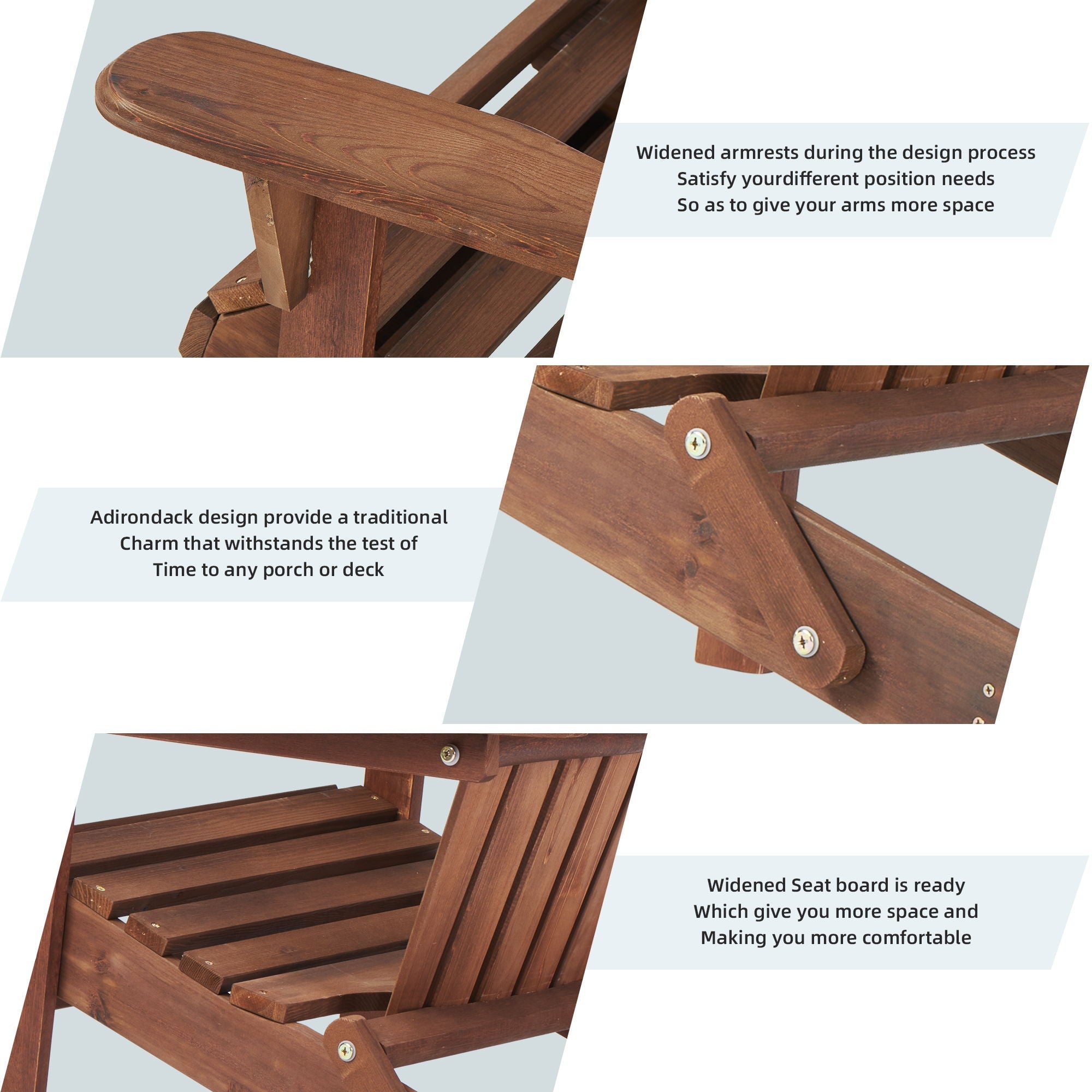 Lounge Patio Chair For Garden Outdoor Wooden Folding Adirondack Chair (Set of 2) Solid Cedar Wood Lounge Patio Chair For Garden