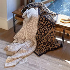 Fennco Styles Leopard Print Ultra-Soft Throw Blanket 50" W x 60" L - Beige Wild Cozy Blanket for Indoor Outdoor Use, Couch, Bedroom, Living Room, Office Décor