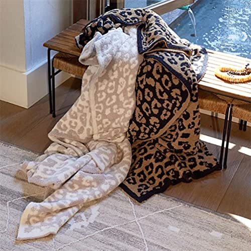 Fennco Styles Leopard Print Ultra-Soft Throw Blanket 50" W x 60" L - Beige Wild Cozy Blanket for Indoor Outdoor Use, Couch, Bedroom, Living Room, Office Décor