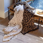 Fennco Styles Leopard Print Ultra-Soft Throw Blanket 50" W x 60" L - Beige Wild Cozy Blanket for Indoor Outdoor Use, Couch, Bedroom, Living Room, Office Décor