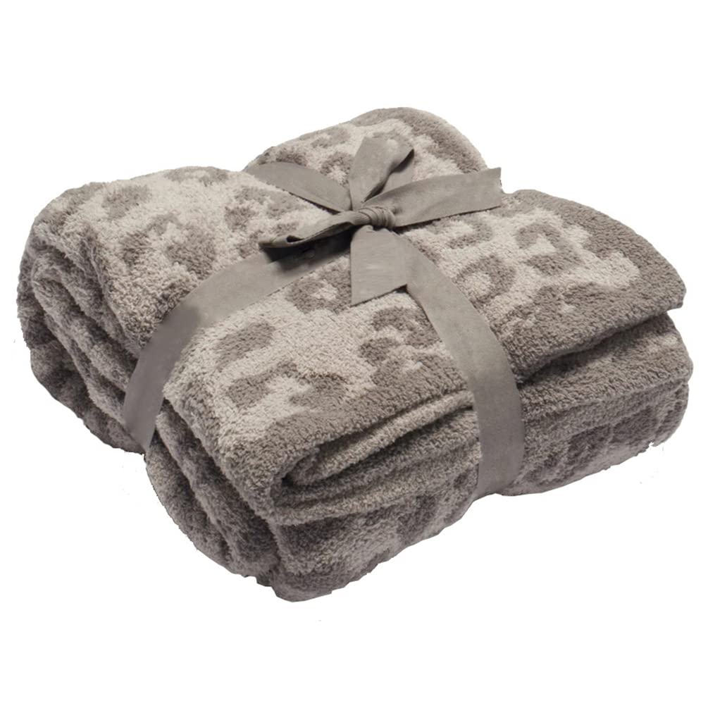 Fennco Styles Leopard Print Ultra-Soft Throw Blanket 50" W x 60" L - Beige Wild Cozy Blanket for Indoor Outdoor Use, Couch, Bedroom, Living Room, Office Décor