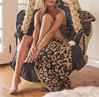 Fennco Styles Leopard Print Ultra-Soft Throw Blanket 50" W x 60" L - Beige Wild Cozy Blanket for Indoor Outdoor Use, Couch, Bedroom, Living Room, Office Décor