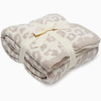 Fennco Styles Leopard Print Ultra-Soft Throw Blanket 50" W x 60" L - Beige Wild Cozy Blanket for Indoor Outdoor Use, Couch, Bedroom, Living Room, Office Décor
