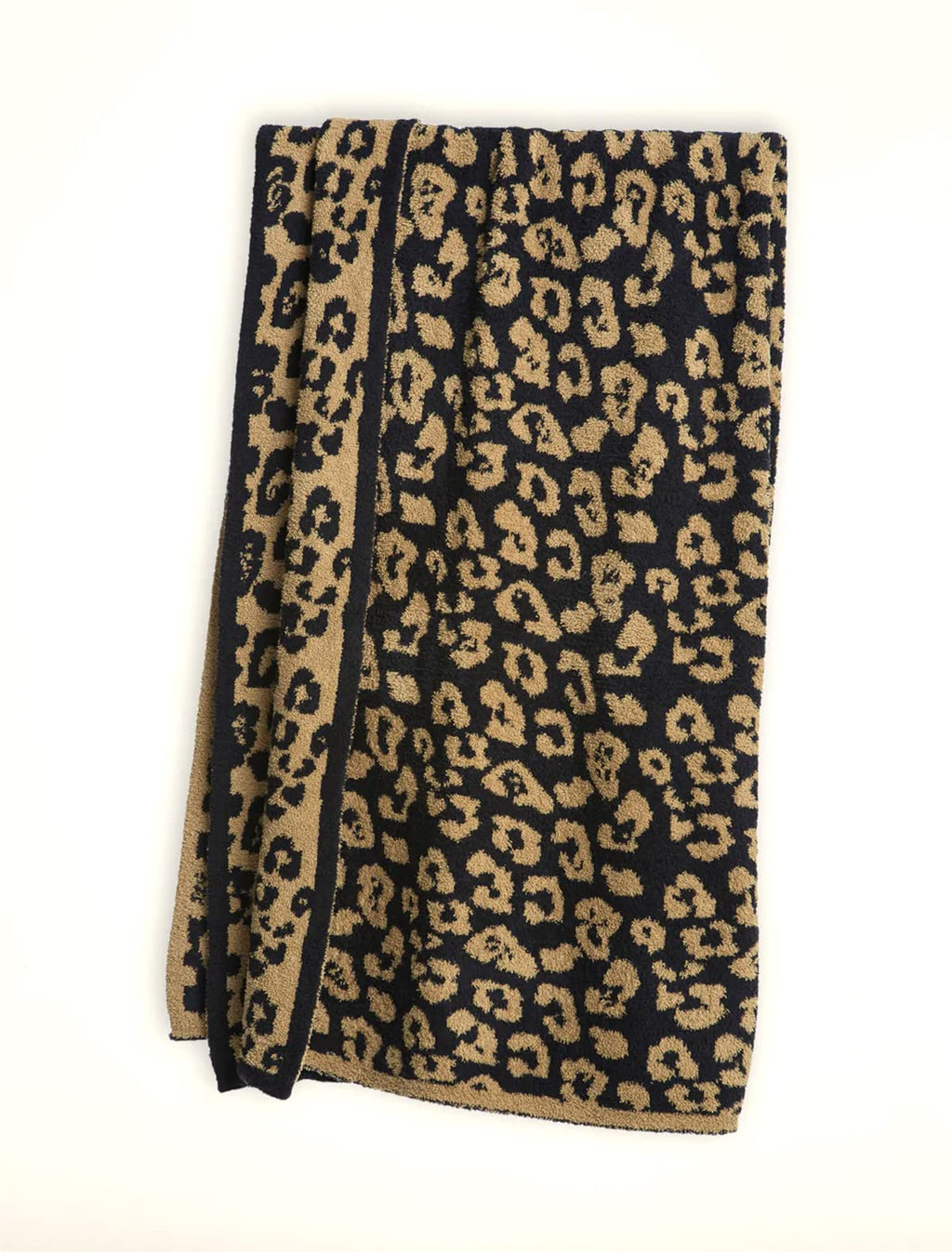 Fennco Styles Leopard Print Ultra-Soft Throw Blanket 50" W x 60" L - Beige Wild Cozy Blanket for Indoor Outdoor Use, Couch, Bedroom, Living Room, Office Décor