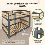 Solid Wood Twin Over Twin Bunk Bed For Kids