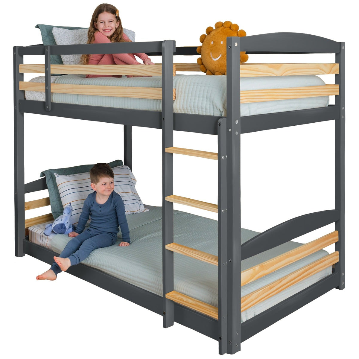 Solid Wood Twin Over Twin Bunk Bed For Kids