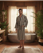 Cotton Linen Blend Kimono Bathrobe – Lightweight Unisex Robe