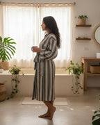 Cotton Linen Blend Kimono Bathrobe – Lightweight Unisex Robe