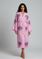 Evil Eye Hand Printed Kimono Natural