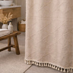 Valencia Tufted Beige Shower Curtain