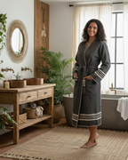 Organic Turkish Cotton Kimono Bathrobe – Lightweight Spa & Home Robe