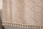 Valencia Tufted Beige Shower Curtain