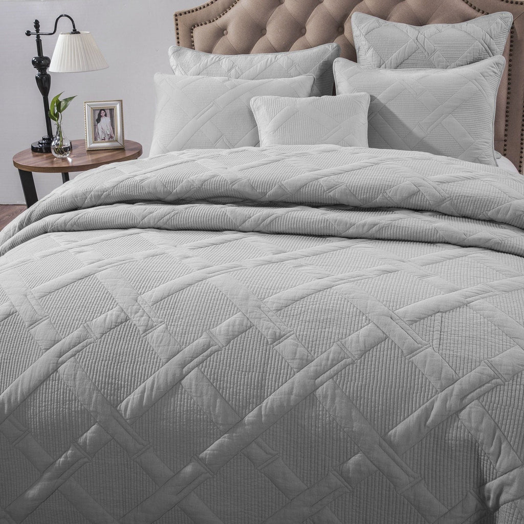 Tache Cotton Light Grey Silver Soothing Pastel Cushion Covers / Euro Sham (JHW-862)