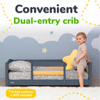 Crib Size Wooden Floor Bed with Safety Rails for Kids Age 1–3