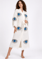 Evil Eye Hand Printed Kimono Natural