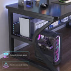 80x50x75cm Modern Large Home Office Desk,Simple Executive Writing Table with Storage,Metal Wooden Study Work PC Gaming Table