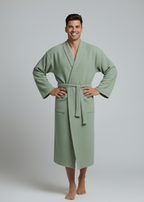 Organic Turkish Cotton Waffle Bathrobe – Lightweight Spa Robe for Men & Women
