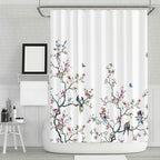 72-in. White Blue Pink Floral Tree Bird Butterfly Japanese Style