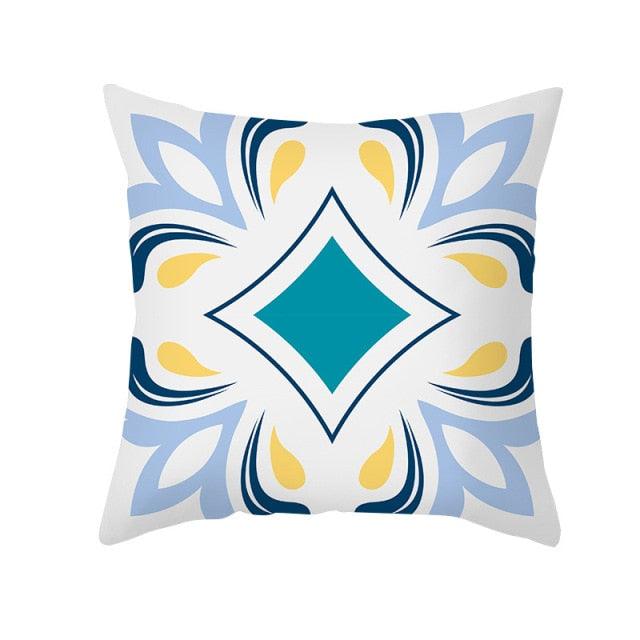 Ethnic Floral Patterns Sofa Cushion Cases Nordic Geometric Simple Blue Modern Decorative Throw Pillow Case Cushion Case For Room Bedroom Pillows Case Bohemian Decor Home Pillows 45x45CM