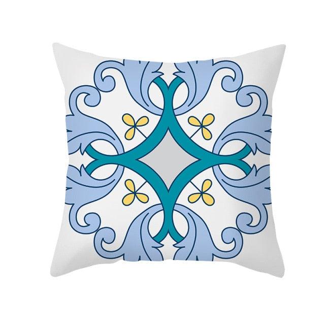 Ethnic Floral Patterns Sofa Cushion Cases Nordic Geometric Simple Blue Modern Decorative Throw Pillow Case Cushion Case For Room Bedroom Pillows Case Bohemian Decor Home Pillows 45x45CM