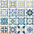 Ethnic Floral Patterns Sofa Cushion Cases Nordic Geometric Simple Blue Modern Decorative Throw Pillow Case Cushion Case For Room Bedroom Pillows Case Bohemian Decor Home Pillows 45x45CM