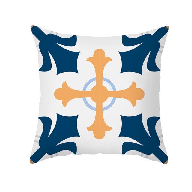 Ethnic Floral Patterns Sofa Cushion Cases Nordic Geometric Simple Blue Modern Decorative Throw Pillow Case Cushion Case For Room Bedroom Pillows Case Bohemian Decor Home Pillows 45x45CM