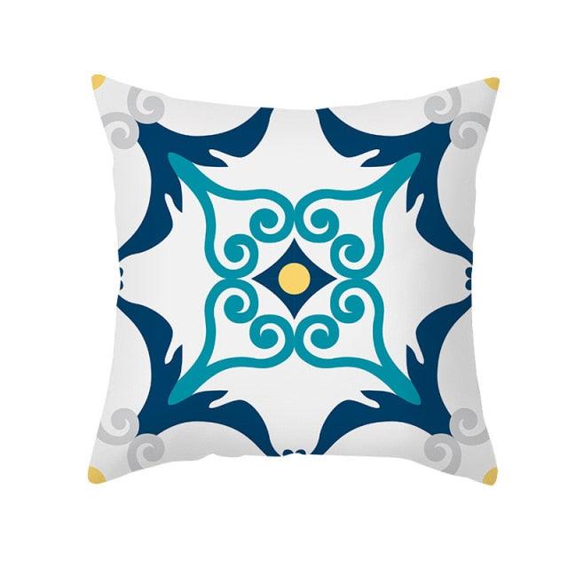 Ethnic Floral Patterns Sofa Cushion Cases Nordic Geometric Simple Blue Modern Decorative Throw Pillow Case Cushion Case For Room Bedroom Pillows Case Bohemian Decor Home Pillows 45x45CM