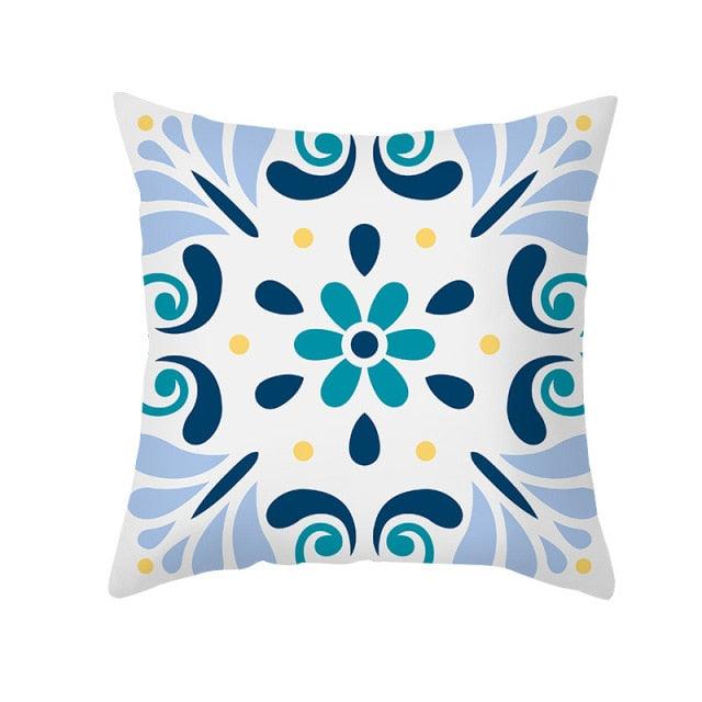 Ethnic Floral Patterns Sofa Cushion Cases Nordic Geometric Simple Blue Modern Decorative Throw Pillow Case Cushion Case For Room Bedroom Pillows Case Bohemian Decor Home Pillows 45x45CM