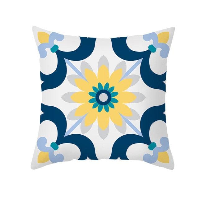 Ethnic Floral Patterns Sofa Cushion Cases Nordic Geometric Simple Blue Modern Decorative Throw Pillow Case Cushion Case For Room Bedroom Pillows Case Bohemian Decor Home Pillows 45x45CM