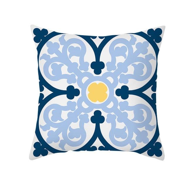 Ethnic Floral Patterns Sofa Cushion Cases Nordic Geometric Simple Blue Modern Decorative Throw Pillow Case Cushion Case For Room Bedroom Pillows Case Bohemian Decor Home Pillows 45x45CM