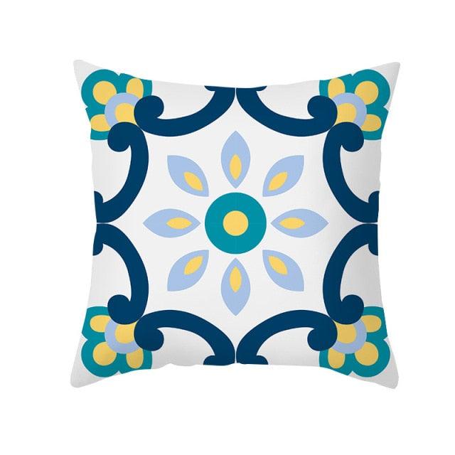 Ethnic Floral Patterns Sofa Cushion Cases Nordic Geometric Simple Blue Modern Decorative Throw Pillow Case Cushion Case For Room Bedroom Pillows Case Bohemian Decor Home Pillows 45x45CM