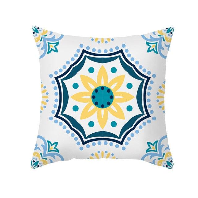 Ethnic Floral Patterns Sofa Cushion Cases Nordic Geometric Simple Blue Modern Decorative Throw Pillow Case Cushion Case For Room Bedroom Pillows Case Bohemian Decor Home Pillows 45x45CM