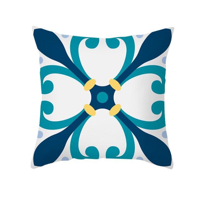 Ethnic Floral Patterns Sofa Cushion Cases Nordic Geometric Simple Blue Modern Decorative Throw Pillow Case Cushion Case For Room Bedroom Pillows Case Bohemian Decor Home Pillows 45x45CM