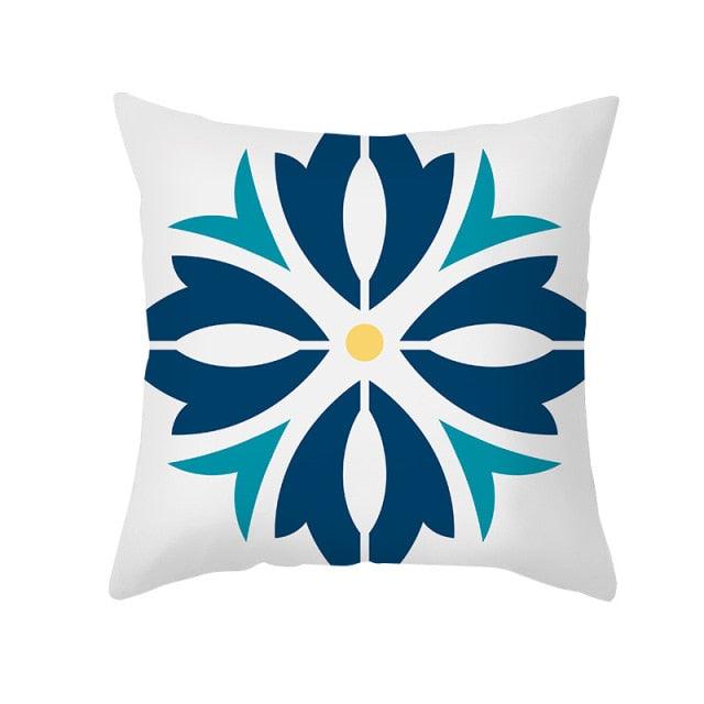 Ethnic Floral Patterns Sofa Cushion Cases Nordic Geometric Simple Blue Modern Decorative Throw Pillow Case Cushion Case For Room Bedroom Pillows Case Bohemian Decor Home Pillows 45x45CM