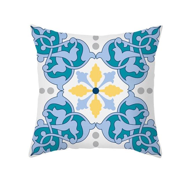 Ethnic Floral Patterns Sofa Cushion Cases Nordic Geometric Simple Blue Modern Decorative Throw Pillow Case Cushion Case For Room Bedroom Pillows Case Bohemian Decor Home Pillows 45x45CM