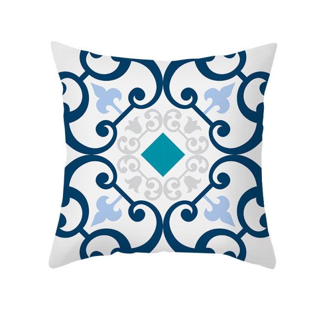 Ethnic Floral Patterns Sofa Cushion Cases Nordic Geometric Simple Blue Modern Decorative Throw Pillow Case Cushion Case For Room Bedroom Pillows Case Bohemian Decor Home Pillows 45x45CM