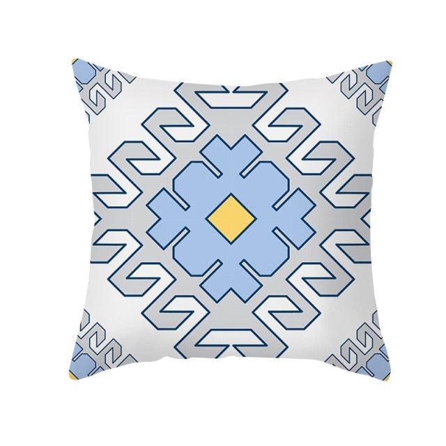 Ethnic Floral Patterns Sofa Cushion Cases Nordic Geometric Simple Blue Modern Decorative Throw Pillow Case Cushion Case For Room Bedroom Pillows Case Bohemian Decor Home Pillows 45x45CM
