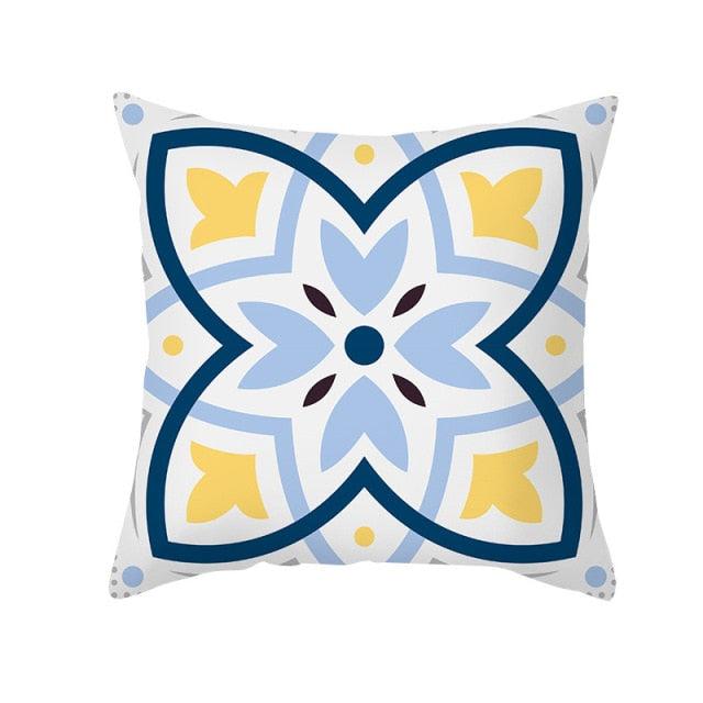 Ethnic Floral Patterns Sofa Cushion Cases Nordic Geometric Simple Blue Modern Decorative Throw Pillow Case Cushion Case For Room Bedroom Pillows Case Bohemian Decor Home Pillows 45x45CM