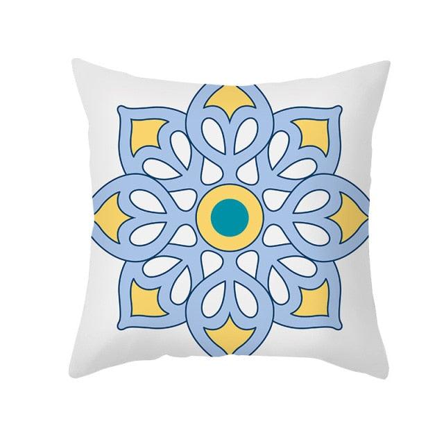 Ethnic Floral Patterns Sofa Cushion Cases Nordic Geometric Simple Blue Modern Decorative Throw Pillow Case Cushion Case For Room Bedroom Pillows Case Bohemian Decor Home Pillows 45x45CM
